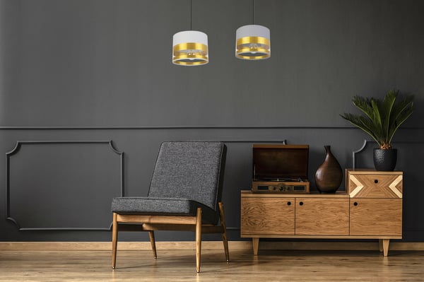 MODERNE LOFTHÆNGELAMPE, GYLDET LAMPESKÆRM, LED