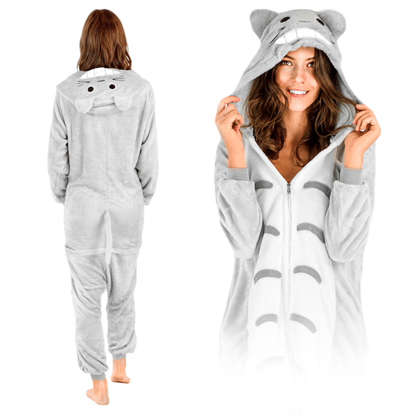 Varm totoro kigurumi pyjamas til mænd, langærmet vinterdragt, totoro-kostume - S