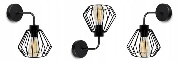 ELEGANT RETRO VÆGLAMPE MED TRÅD SORT LOFT