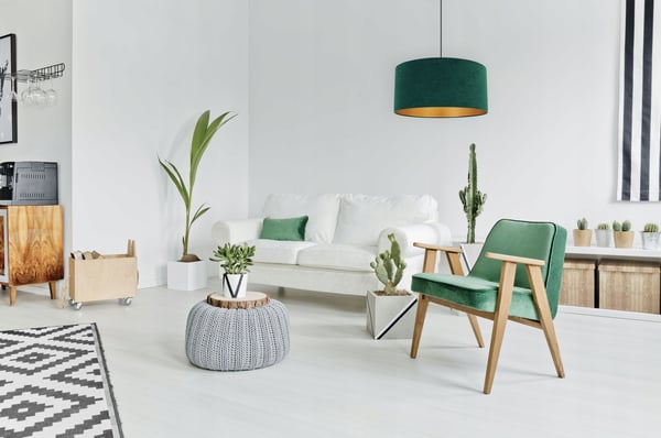 HÆNGENDE LAMPE LOFTSKRONE GYLDEN FLØJLSSKÆRM