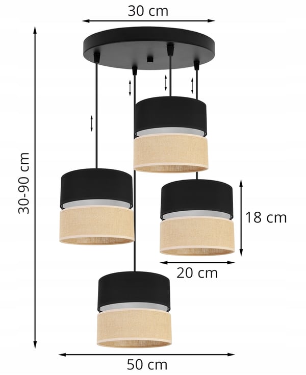 HÆNGELAMPE, LOFTKRONE, LAMPESKÆRM 20CM, SORT