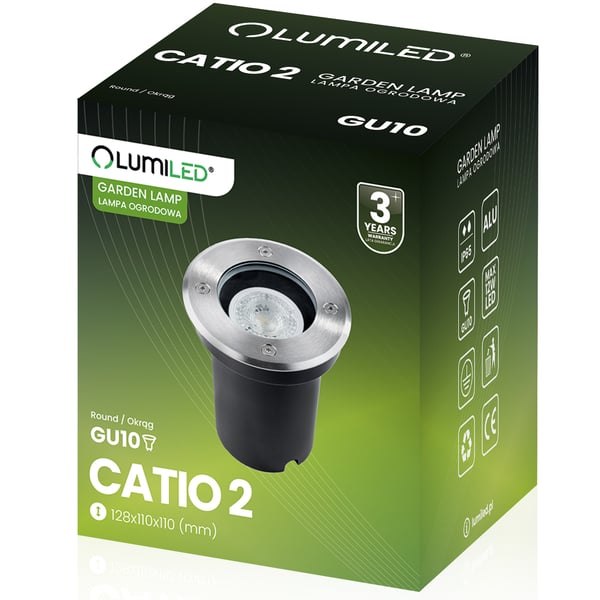 Indbygget lampe til nedgravning GU10 IP65 IK09 Rund CATIO 2 LUMILED