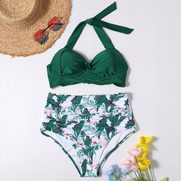 Todelt badedragt med slankende bikinisæt, top og bund, boho XL Todelt badedragt med slankende bikinisæt, top og bund, boho XL
