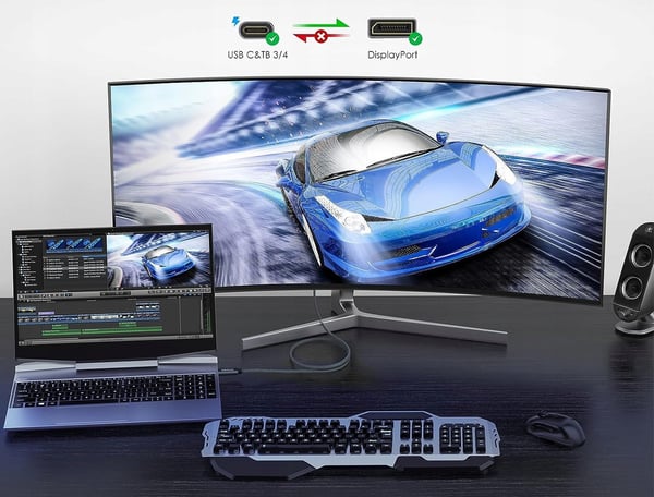 USB-C-KAAPELI - DISPLAYPORT 1.4 -SOVITIN DP 8K 4K 120HZ 240HZ UHD ULTRA HD