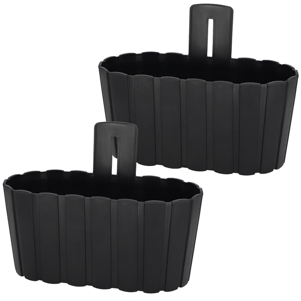 Vägghängande blomkruka med handtag antracit 28 cm set om 2