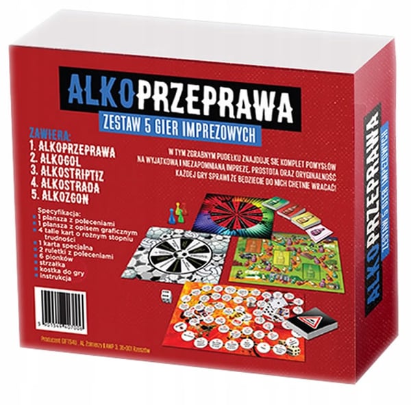 Alkoprawa brætspil til voksne - sæt med 5 selskabsspil
