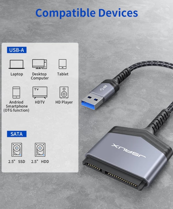 USB 3.0 jsaux-adapter til SATA III 2,5" SSD/HDD