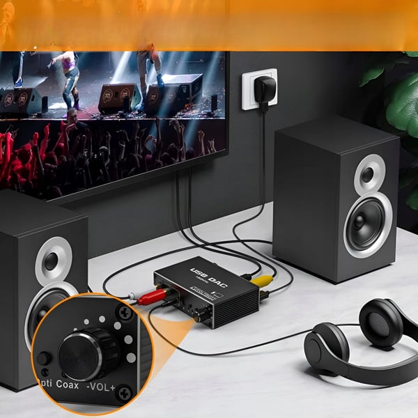 LYDKONVERTER USB DAC TOSLINK KOAKSIAL CINCH AUX EKSTERNT LYDKORT