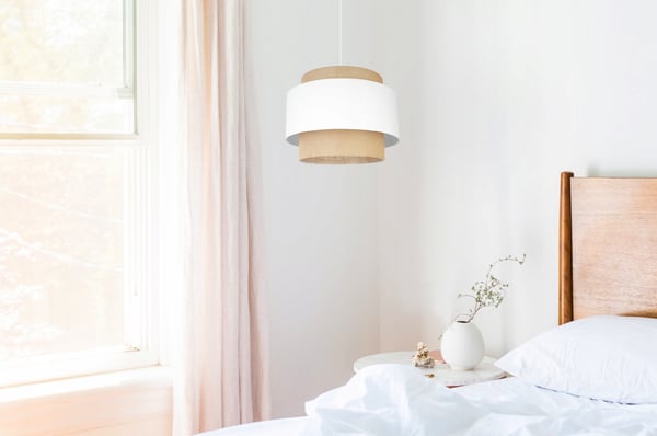 Hængende lampe, loftslysekrone, lampeskærm, boho juta