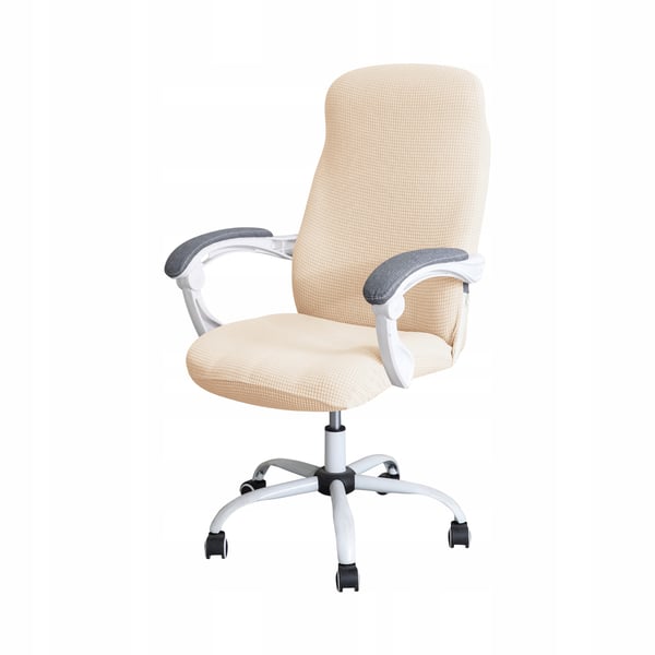 Klädda svängbar kontorsstol crème jacquard