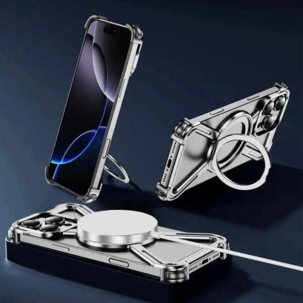 iPhone 15 pansret metalpumpe MagSafe titaniumholder