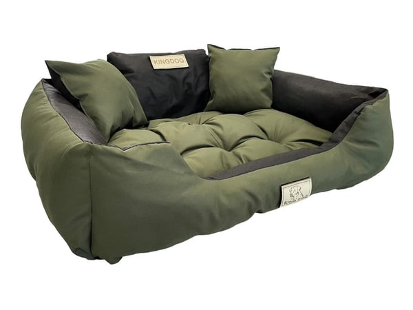 Hundeseng kennel KINGDOG 75x65 cm personaliseret vandtæt grøn