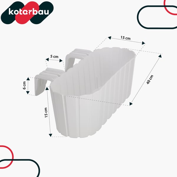 KOTARBAU® Balkonglåda blomkruka för räcke oval rustik vit 400 mm 6-pack