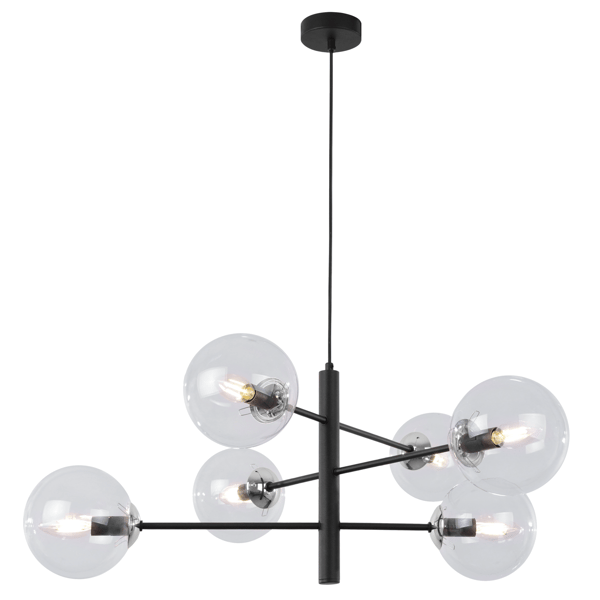 VICENZA HÆNGELAMPE SORT KROM 6 STK. FLAD KLAR LAMPE E14