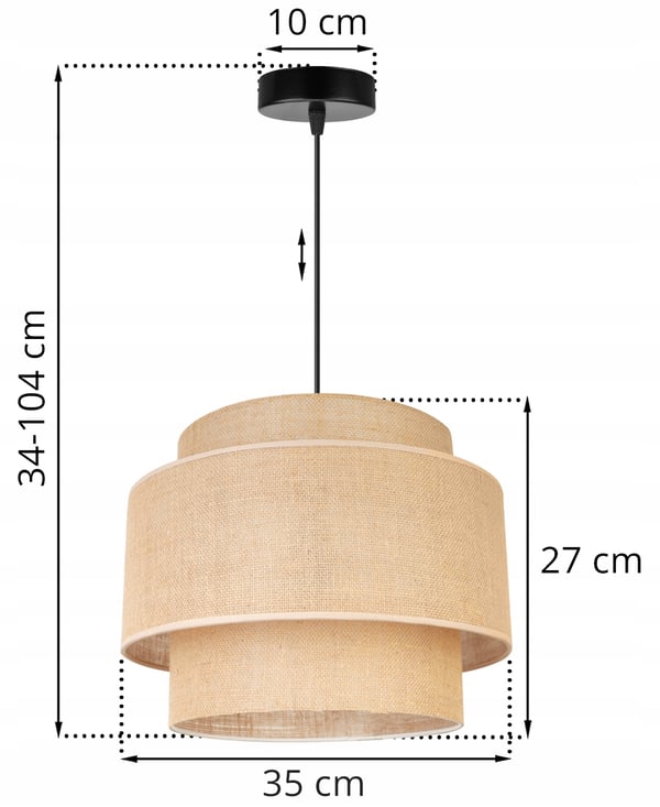 Hængende lampe, loftslysekrone, lampeskærm, boho juta