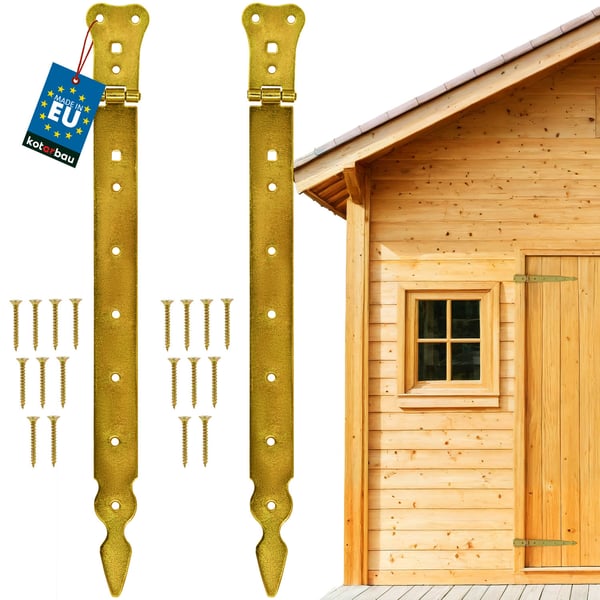 KOTARBAU® Paviljonggångjärn til døre, skodder, porte og pavilloner, stål, guld, 400 mm, sæt à 2