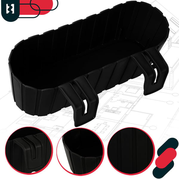 Kotarbau balkonglåda blomkruka räcke oval rustik antracit 400 mm set om 2