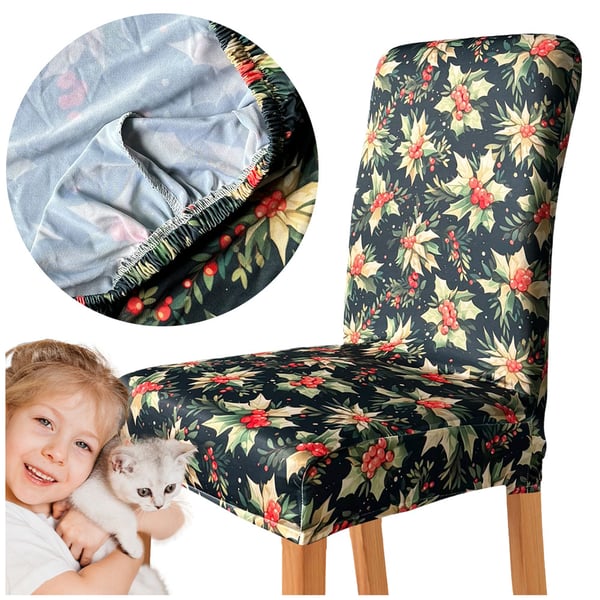 Joulunvihreä tuolinpäällinen mistelikuviolla