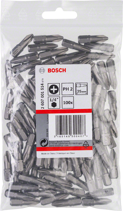 BITS, SKAFT, SPIDS PH2 EH 25MM 100 STK - B 2607001514