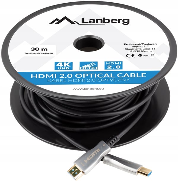 Lanberg M/M v2.0 HDMI-kaapeli 30m musta optinen AOC