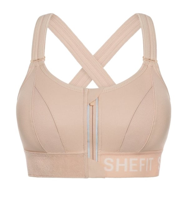 Shefit Beige Sports-BH, Stærk Støtte, Justerbar, 3XL