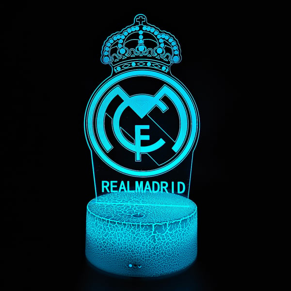 Nattlampa med Real Madrids vapensköld för barn, 16 LED-lampor, 3D + fjärrkontroll