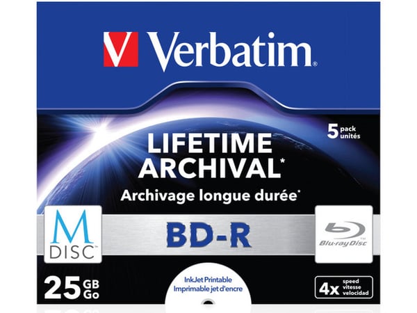 M-disc BD-R Verbatim 25GB X4 Printbar (5 Jewel Case)