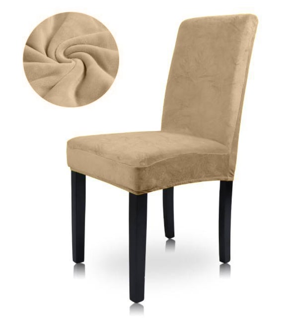 Beige/kamelinvärinen samettinen tuolinpäällinen, erittäin paksu