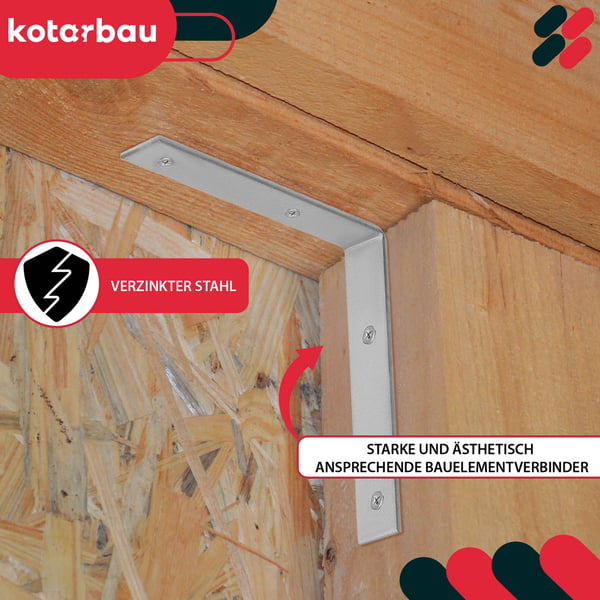 Kotarbau® Kirvesmiehen kulmaliitin ruostumatonta terästä sinkittyä 125 x 125 x 20 mm 50 kpl:n sarja