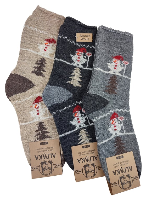 3X Alpaca tykke julesokker uldstrømper 39-42