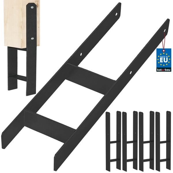 KOTARBAU® H-stolpesokkel til vægmontering, anker, sortalumineret stål, 150 mm, 4-pak