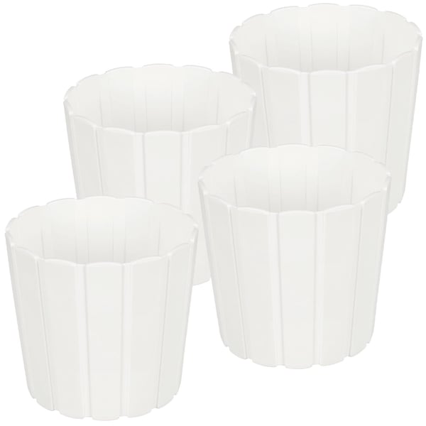 Plastkruka för blommor och örter på balkongen eller terrassen, vit, 17 cm, 4 st Plastkruka för blommor och örter på balkongen eller terrassen, vit, 17 cm, 4 st