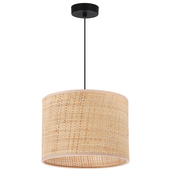 RATTAN HÆNGELAMPE SORT 1 FLAD RATTAN LAMPESKÆRM 20CM