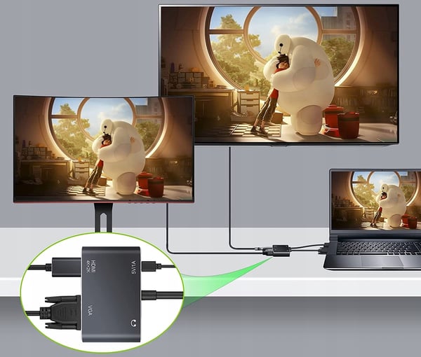 VGA D-SUB - HDMI + VGA + AUDIO -MUUNNINSOVITIMEN