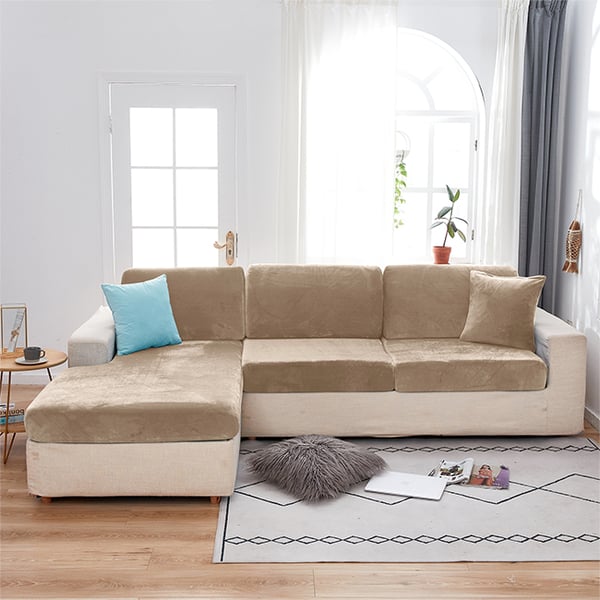 Sohvan istuinpäällinen, samettia, beige, kahvin ja maidon värinen 100-125cm