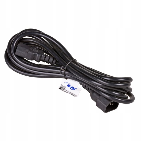 Akyga AK-PC-11A IEC C13/C14 Forlængerkabel til strømforsyning 250V/50Hz 10A 5 m Sort