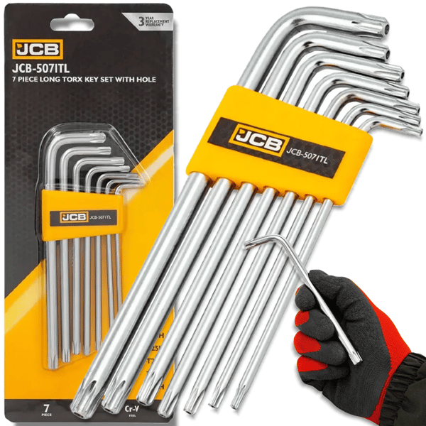 JCB TORX-AVAINSARJA, pitkä, REIKÄLLÄ, 7 KPL, T10H-T40H, tyyppi L, Cr-V