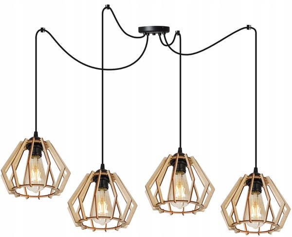 MODERN LED-TAKLAMPA I TRÄ