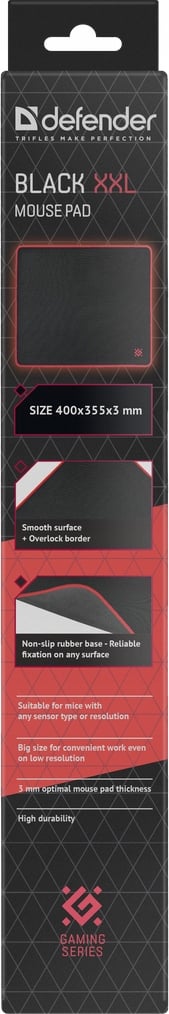 Defender Gaming-musmatta svart XXL 400x355x3mm