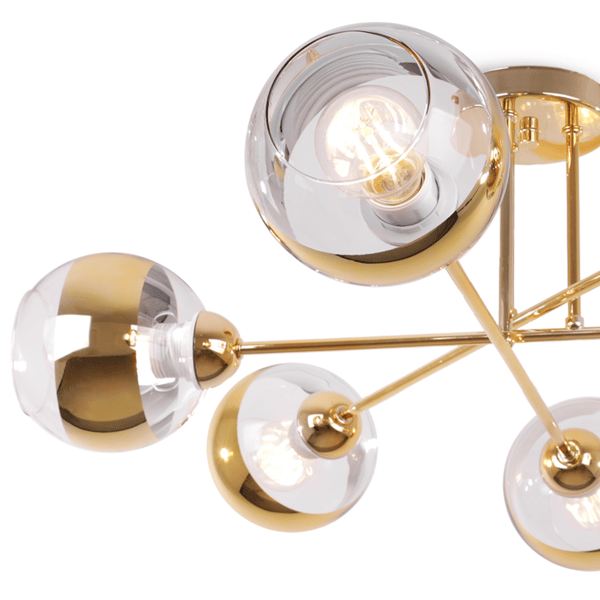 ASTURIA GULD LOFTLAMPE 6 FLADE GYLDNE LAMPESKÆRME E27