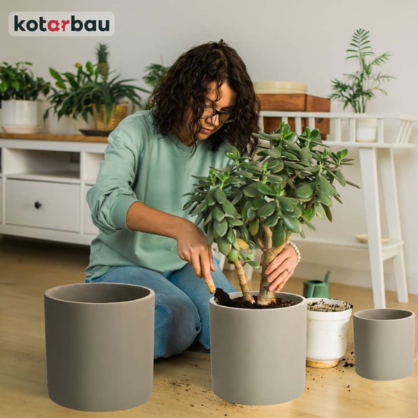 KOTARBAU® 2 st. cylinderformade blomkrukor 16 cm keramik betong växtskydd
