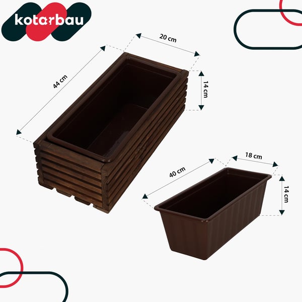 KOTARBAU® träterrashylla med insats brun 44 x 20 cm