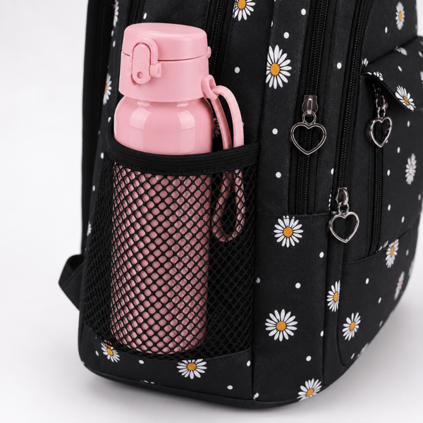 Daisy Print -koulureppu tytöille, 3-in-1 -setti, penaali, lounasrasia