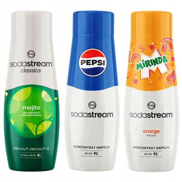 Sodastream Pepsi + Mirinda + Mojito -siirapit limsaautomaattiin 3 kpl.