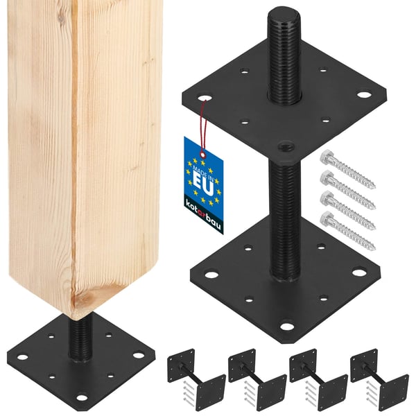 KOTARBAU® Justerbar stålskruvankare för stolpar paviljong antracit M24 160x252 mm 4-pack