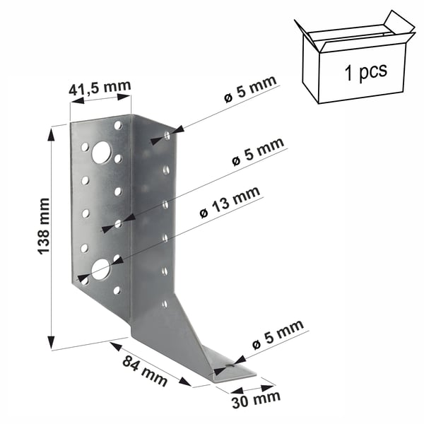 Jaettu palkin ripustin 30x138x84x2mm vasen