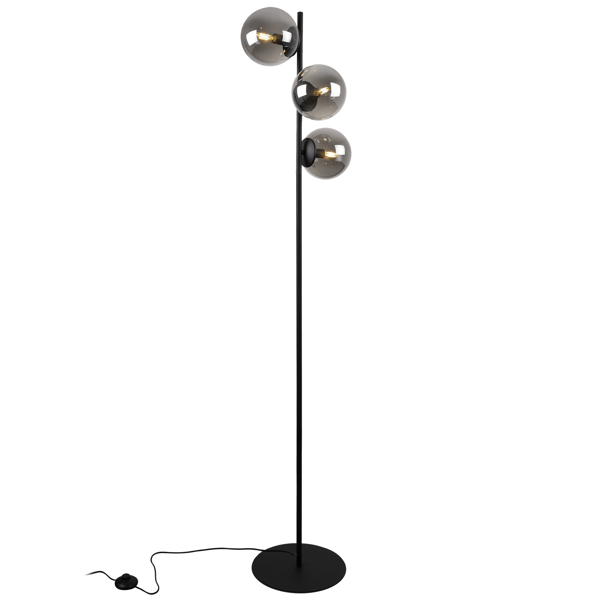 SIENA SORT GULVLAMPE, 3 FLADE, GRAFITLAMPESKÆRME