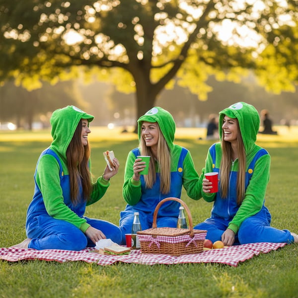 Miesten Luigi Mario Kigurumi -pyjamahaalari, aikuisille, M, Mario -asu - S