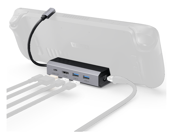 Dockingstation USB-C HUB jsaux HDMI 4k 120Hz 100W PD 100Mbps til Steam Deck