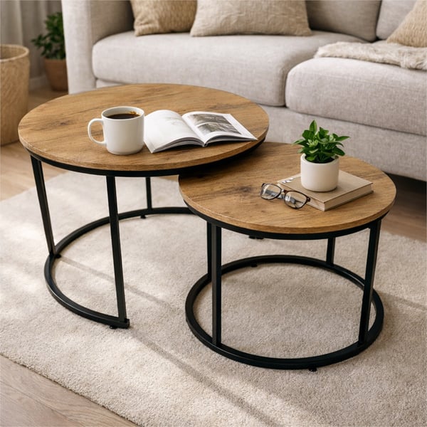 Begryf runt soffbord set om 2 aluminum 53x47 och 43x39 cm
